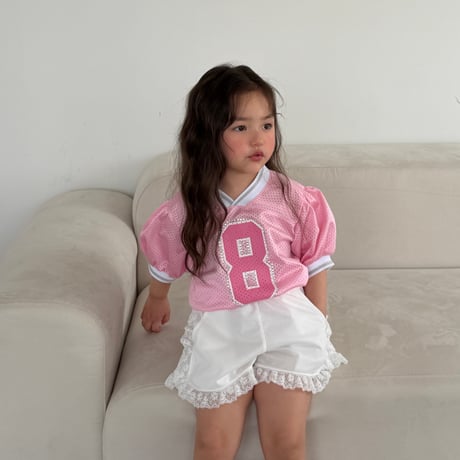 ellymolly/107. mesh puff v neck T-shirt 5-11