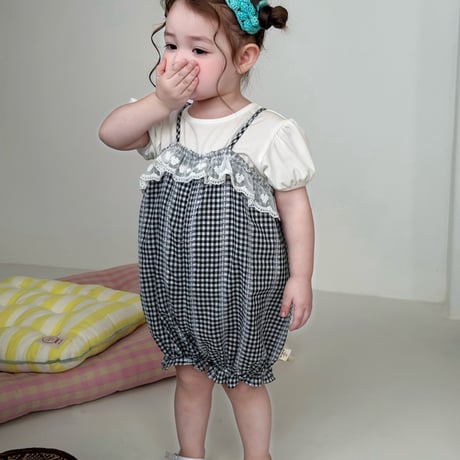 aiai/16. mono check lace fer set S(6M-2Y)-XL(4-5Y)