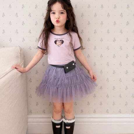 comma/1. heart cat T-shirt 110-130