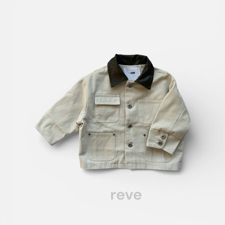 reve/6. 26 ledder collar pocket jacket S-JM