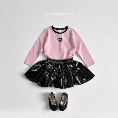 vividi/158. ribbon heart span T-shirt JS-JM