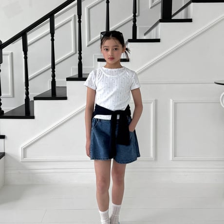 matilda/129. pleated denim half pants 5-13