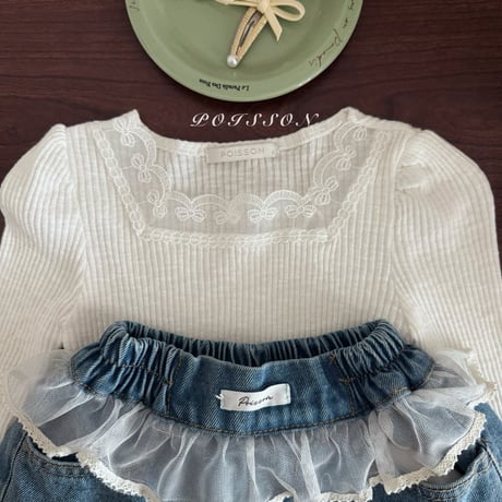 poisson/11. blan lace T-shirt S-XL
