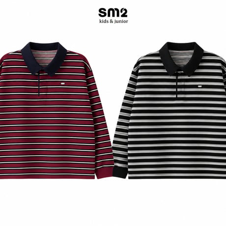 sm2/5. stripe shirts collar T-shirt 9-17