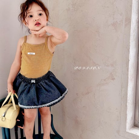 poisson/66. black denim pants skirt JS-JM