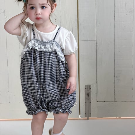 aiai/16. mono check lace fer set S(6M-2Y)-XL(4-5Y)