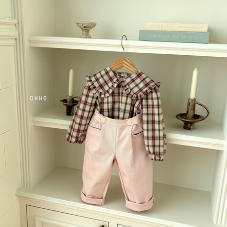 ohho/15. check fril collar blouse S-2XL