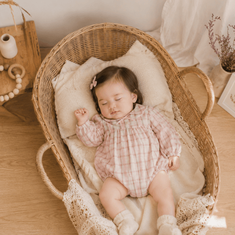 valubebe/46. check ribbon romper 6M-18M