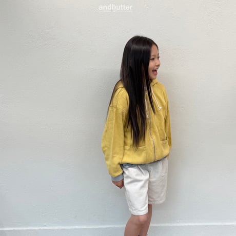 andbutter/64. Tone-on-Tone Pocket Zip-Up Hoodie JS-JM
