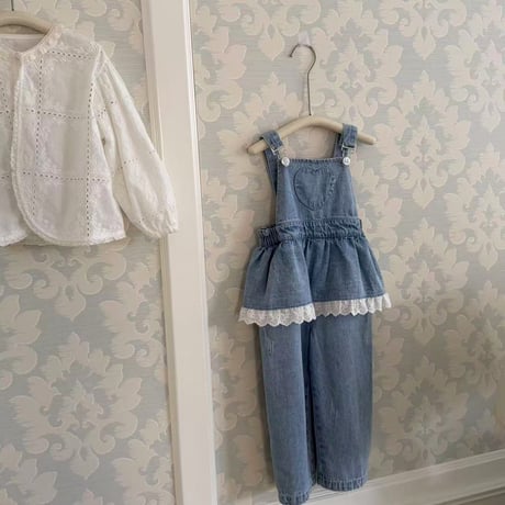 aiai/13. lovely heart denim overalls 90-130