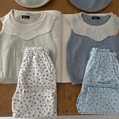 aosta/23. Knit Frill T S(1-2Y)-L(3-5Y)