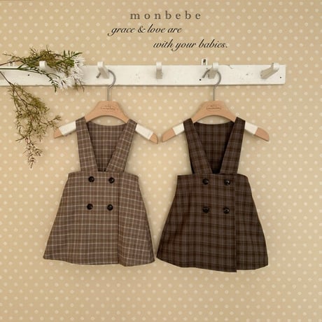 monbebe/7. romi check one-piece S(1-2Y)-L(5-6Y)