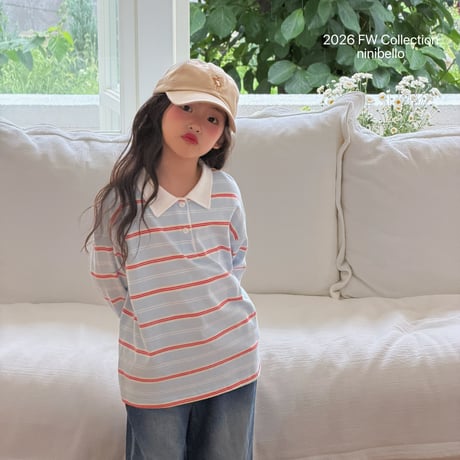ninibello/38. Milky Stripe Collar T-shirt ADULT