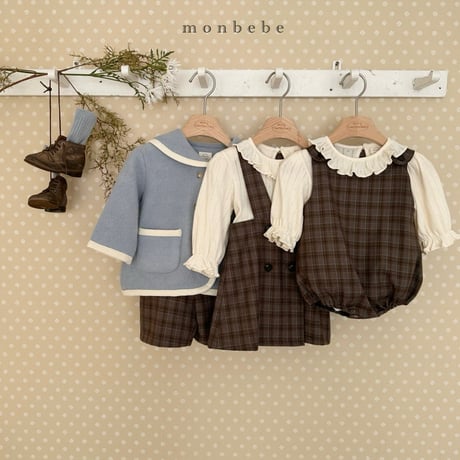 monbebe/7. romi check one-piece S(1-2Y)-L(5-6Y)