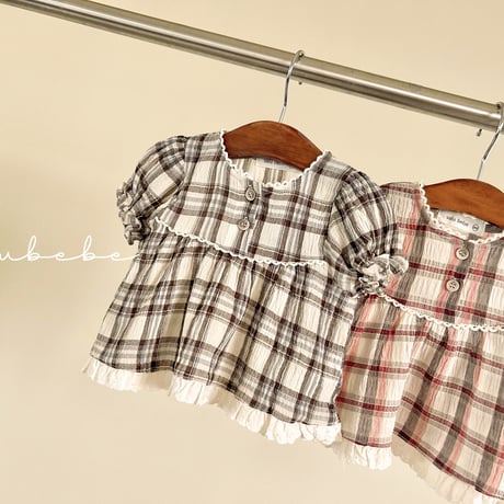 valubebe/68. checkcheck puff blouse 6M-S