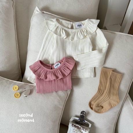 secondmoment/72. fril collar golgi T-shirt XS-XL