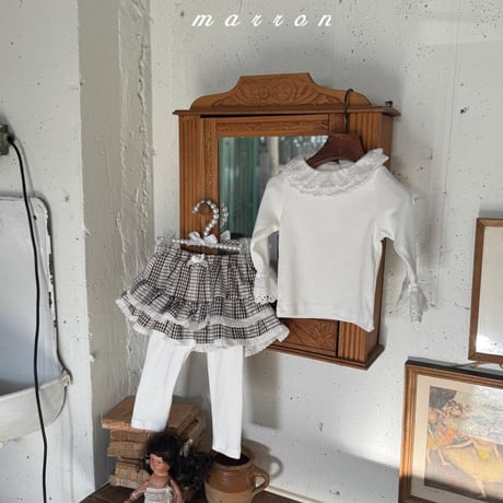 marron/30. check tutu skirt leggings XS-L