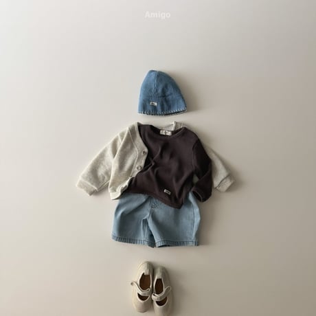 amigo/47. waffle embroidery T-shirt XS-XL