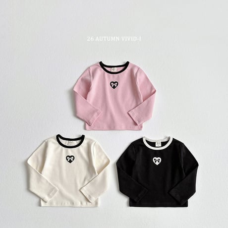 vividi/158. ribbon heart span T-shirt JS-JM
