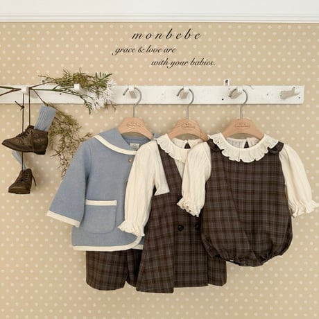 monbebe/7. romi check one-piece S(1-2Y)-L(5-6Y)