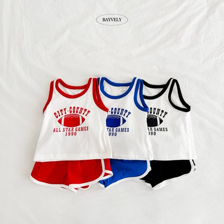 bayvely/24. rugby sleeveless updown set XS-XL