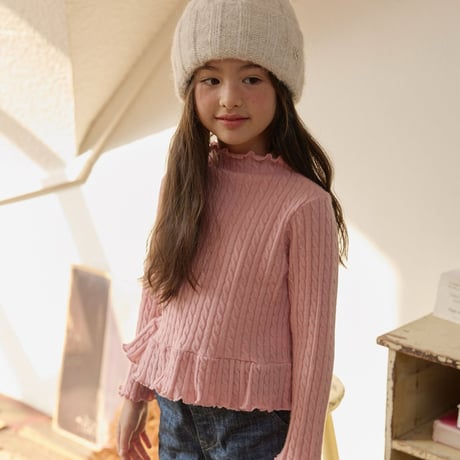 melikey/10. cable fril T knit JS-JM