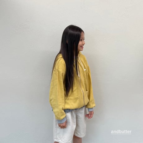 andbutter/64. Tone-on-Tone Pocket Zip-Up Hoodie JS-JM