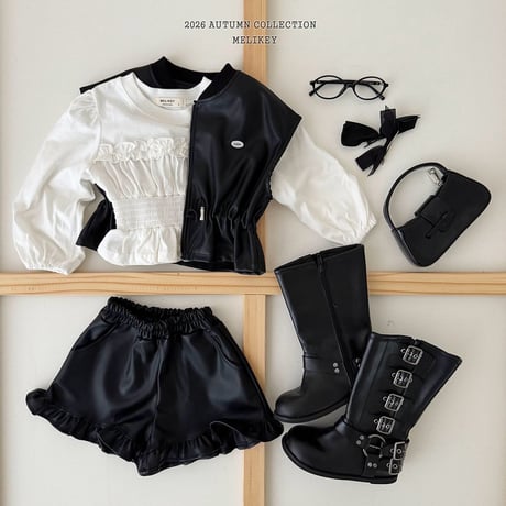 melikey/65. leather fril half pants XS-XL