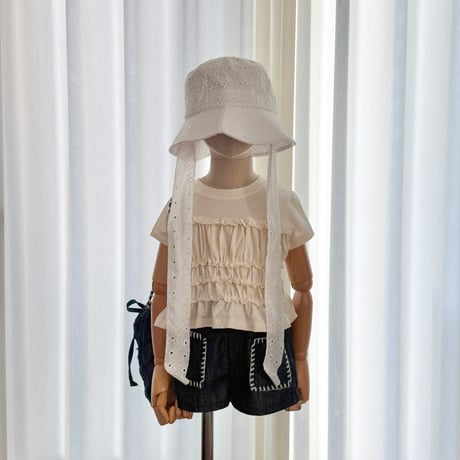 urbanrabbit/25. Frill Shirring Short Sleeve Tee JS-JM