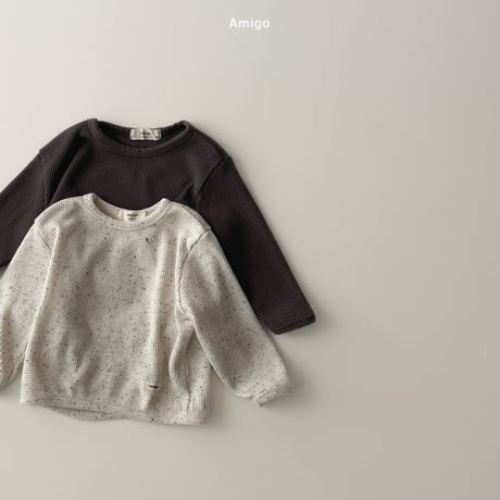 amigo/47. waffle embroidery T-shirt XS-XL