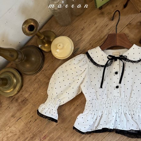 marron/50. dot blouse XS-L