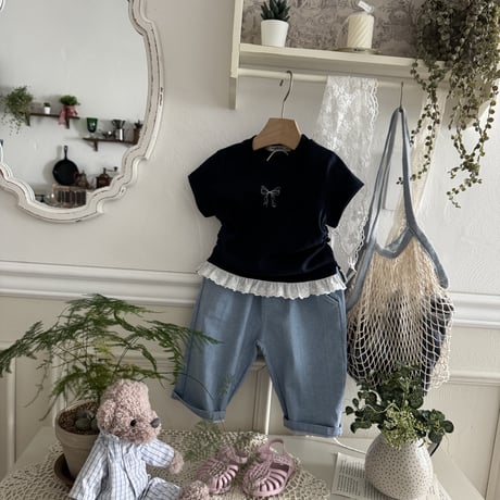 lepetitmot/13. ribbon shirring T-shirt XS-XL