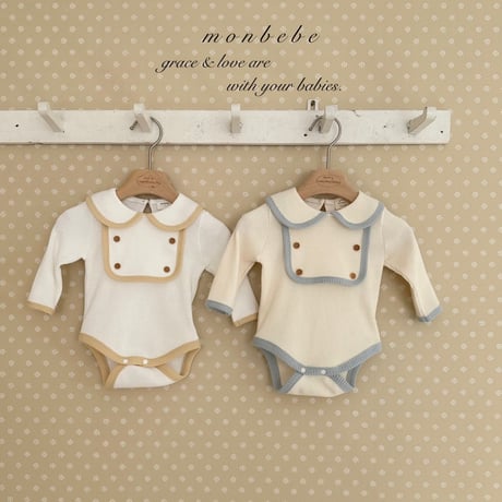 monbebe/38. boy bib waffle suit S(3-6M)-L(12-24M)