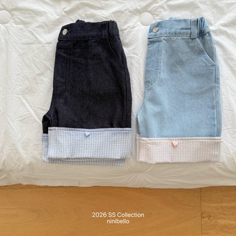 ninibello/119. checkcheck rollup denim ( 6bu ) pants XS-XL
