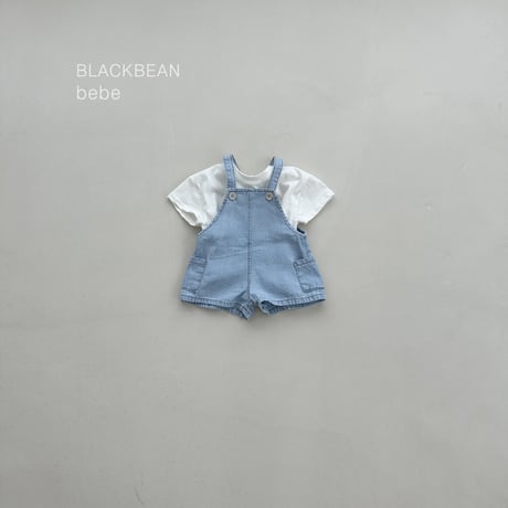 blackbean/28. pocket blue overalls set S-M