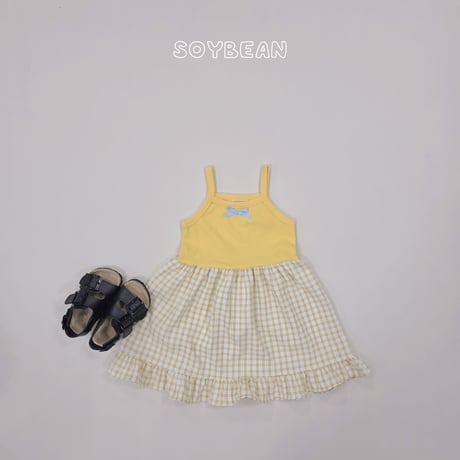 soybean/40. plan ) fril ribbon sleeveless one-piece XS-XL