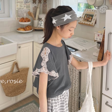 loverosie/120. shoulder open lace tee  2XL