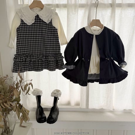 melikey/104. check fril one-piece JS-JM