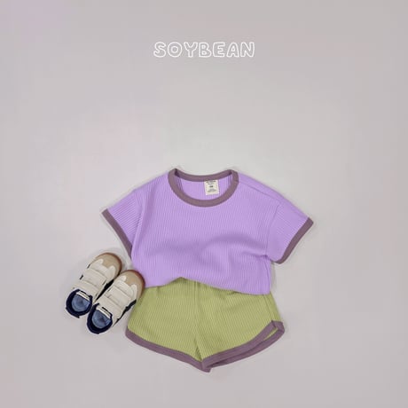 soybean/135. plan ) color mix waffle updown set XS-XL