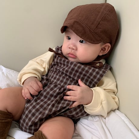 lalaland/75. b check romper 6M-18M