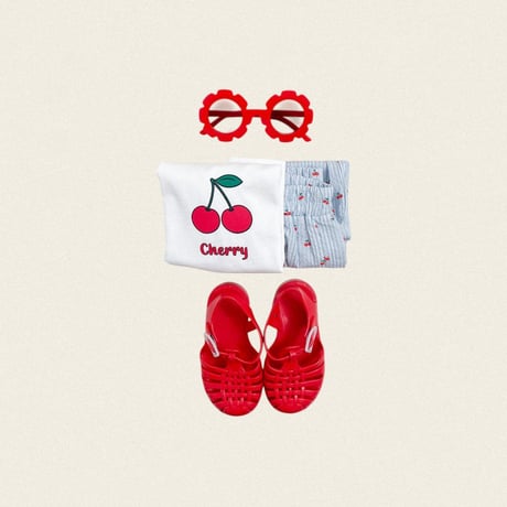 oottbebe/80. cherry stripe pants XS(1-2Y)-XL(6-7Y)