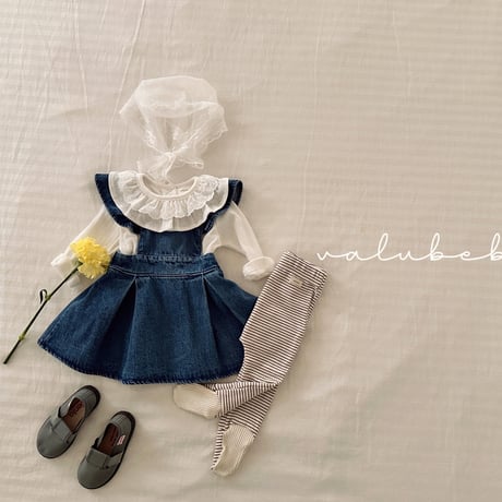 valubebe/81. fril denim one-piece 6M-S