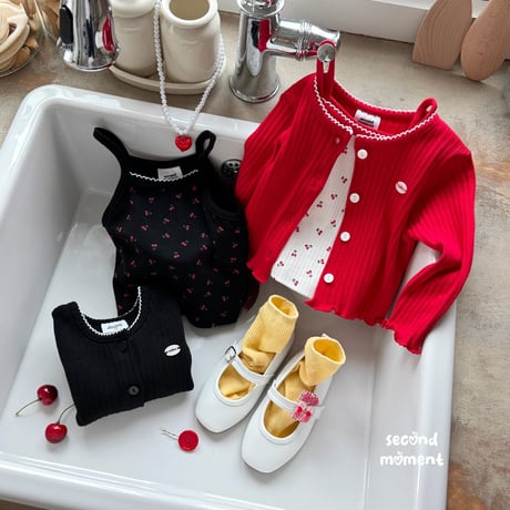 secondmoment/44. cherry set cardigan XS-XL