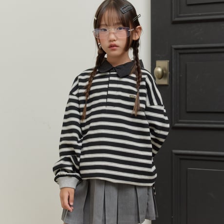 sm2/5. stripe shirts collar T-shirt 9-17