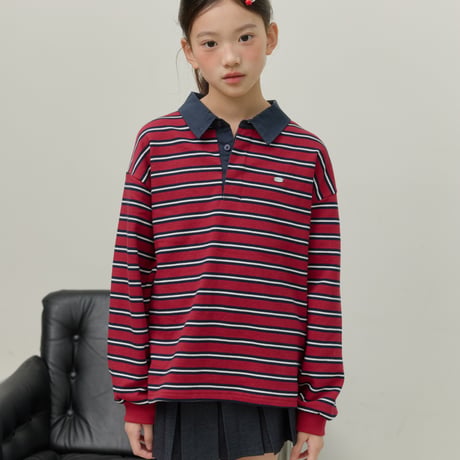 sm2/5. stripe shirts collar T-shirt 9-17
