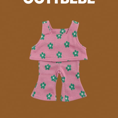 oottbebe/30. flower knit setup ( knit vest bootscut ) set XS(0-1Y)-XL(4-5Y)