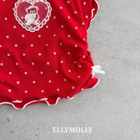 ellymolly/90. dot mimi shirring T-shirt 5-11