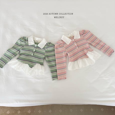 melikey/35. oblique fril collar T-shirt XS-XL