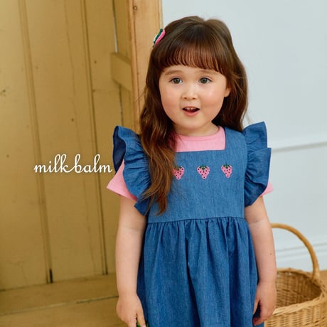 milkbalm/17. strawberry denim one-piece XS-XL