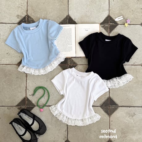 secondmoment/29. coco ribbon lace T-shirt S-XL